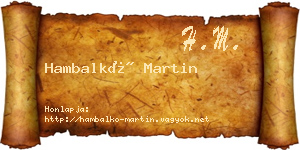 Hambalkó Martin névjegykártya