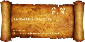 Hambalkó Martin névjegykártya
